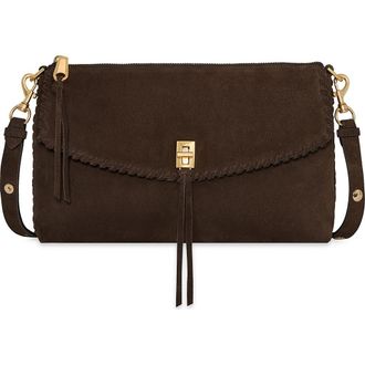 Rebecca Minkoff Darren Top Zip Leather Shoulder Bag in Maple Brown at Nordstrom Rack
