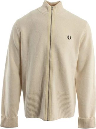 Fred Perry Gebreid Vest - Heren - Vesten - Beige - L - Katoen - Truien & Vesten