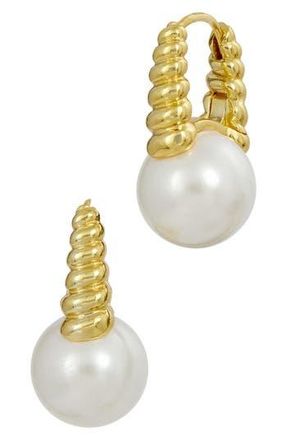 Savvy Cie Jewels Fluted Faux Pearl Drop Earrings in Yellow at Nordstrom Rack