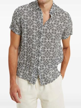 Peninsula patterned short-sleeve shirt - men - Linen/Flax - M - Grey