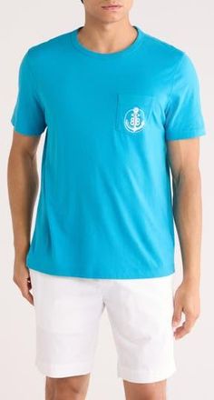 Brooks Brothers Anchor Graphic Pocket T-Shirt in Blue Multi at Nordstrom Rack, Size Xx-Large