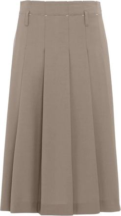 Tela Falda Midi Plisada - Skirts - Mujer - Beige - XS