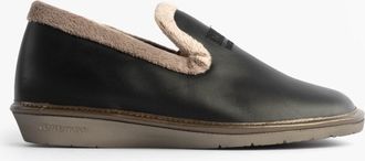 Nordikas Dublin Womens Full Slipper Black Leather - Size UK 4
