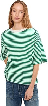 Free People Movement Stripe Tackle T-Shirts Womens Clothing Court Stripe Green Glow : LG (Womens 12-14), Elastane/Cotton