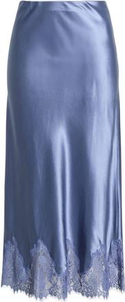 Reformation Carolina Lace Trim Silk Midi Skirt in Cornflower at Nordstrom, Size X-Small