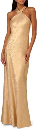 Adrianna Papell Foiled Trumpet Gown in Light Gold at Nordstrom, Size 10