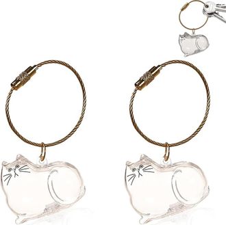 Generic Cat Hair Storage Bottle Keychain,Cat Hair Keychain,2PCS Cat Hair Storage Bottle,Cute Pet Memorial Gifts (E)