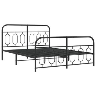 Berkfield Home Metal Bed Frame without Mattress with Footboard Black 135x190cm | Size: 135x190 cm