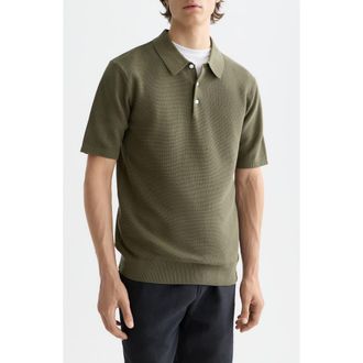 Scotch & Soda Structured Knit Cotton Polo in Olive Night at Nordstrom, Size Xx-Large
