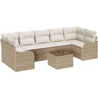 vidaXL Vidaxl - Conjunto De Sof&aacute; De Jard&iacute;n 8 Pcs Beige, Crema 55 X 55 X 37 Cm