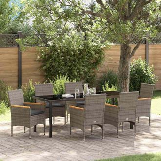 vidaXL Conjunto De Comedor De Jard&iacute;n 7 Pcs Gris Rat&aacute;n Sint&eacute;tico Vidaxl