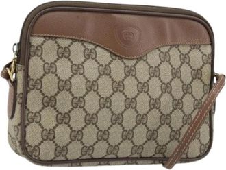Gucci Pre-owned Vintage GG Canvas Schoudertas - Dames - Vintage Schoudertas - Beige - ONE Size - Leer - Vintage