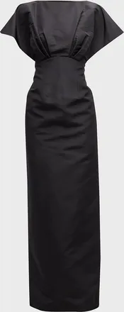 Carolina Herrera Silk Column Gown with Fan Bodice