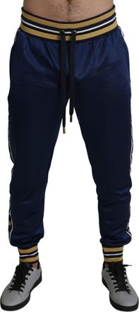 Dolce & Gabbana Blauwe Nylon Sterren Koning Casual Sweatpants
