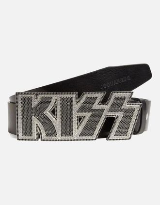 Dsquared2 Mens Kiss Plaque Belt Black - Size: 90