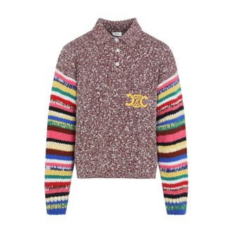 Celine Triomphe Polo - male - CELINE - Round-neck Knitwear - Multicolor - L - Knitwear