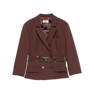 Elisabetta Franchi Blazers, female, Brown, Size: M Technical bi-elastic fabric jacket