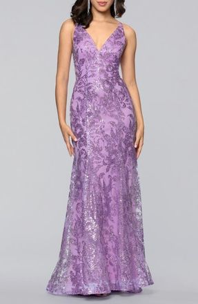 Blondie Nites Glitter Sleeveless Mermaid Gown in Lavender at Nordstrom, Size 0
