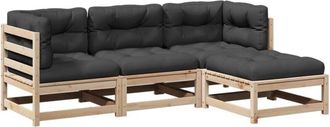vidaXL Juego De Sof&aacute;s De Jard&iacute;n 4 Pzas Con Cojines Madera Maciza Pino Vidaxl