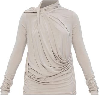 Entire studios Draped top - Dames - Blouses - Grijs - 2XS - Leer - Overhemden
