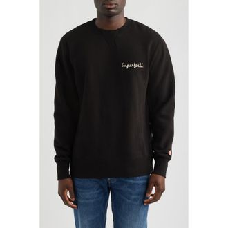 Imperfects Signature Crewneck Cotton Blend Fleece Sweatshirt in Obsidian at Nordstrom, Size Small