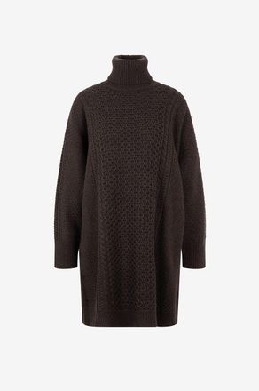 Fabiana Filippi Glitzerndes weites Zopfstrickkleid mit Rollkragen