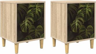 vidaXL Mesa De Noche Elburg 2 Uds. Roble Sonoma 36 X 33 X 50 Cm Vidaxl