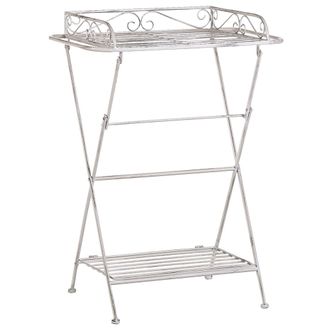 Beliani Beliani - Mesa Auxiliar De Metal Negro 40 X 35 Cm Con Tapa De Alambre Plegable Con Estante Dise&ntilde;o Victoriano Vintage Ancud