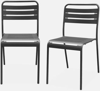 Sweeek Sweeek - Silla de jardín de acero, set de 2, Amelia, Antracita, 44x52x79 cm