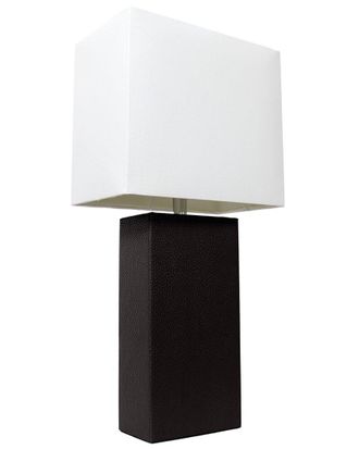 Lalia Home Lexington 21In Leather Base Modern Home Décor Bedside Table Lamp