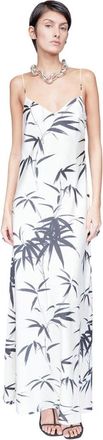 Galvan Brushstroke Cream/Black Jurk - Dames - Maxi kleedjes - Wit - M - Kleedjes
