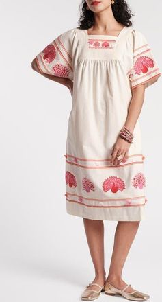 Frances Valentine Picnic Peacock Dress in Oyster/multi at Nordstrom, Size X-Large