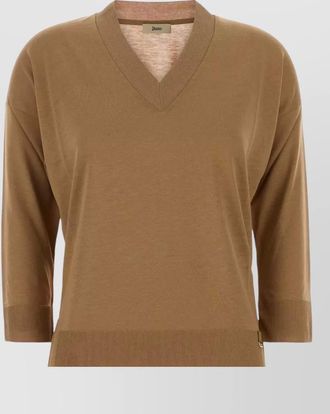Herno lyocell blend v neck ribbed top