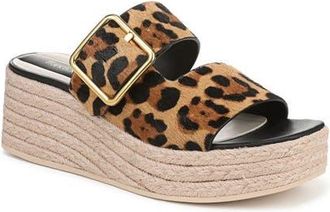 Franco Sarto Taziana Genuine Calf Hair Wedge Sandal in Camel at Nordstrom, Size 8.5