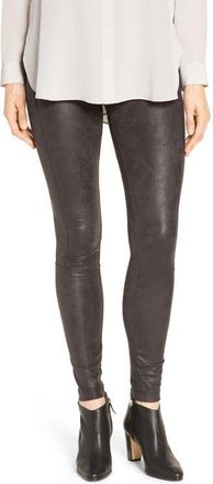 Lyss&eacute; Lyss&eacute; Buffed Faux Suede Leggings in Black at Nordstrom, Size Large