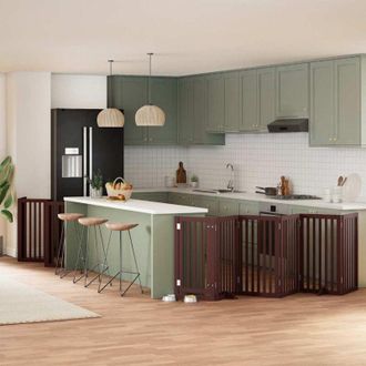 vidaXL Puerta De Perros Plegable 12 Paneles Madera &Aacute;lamo Marr&oacute;n 600 Cm Vidaxl