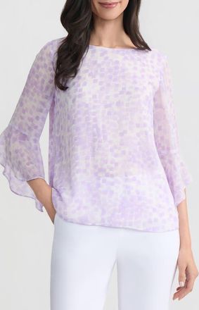 Kasper Ruffle Sleeve Top in Lavender Mist Multi at Nordstrom, Size X-Small