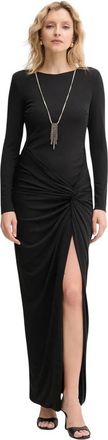 Fracomina Knot Detail Maxi Jurk - Dames - Avondkleed - Zwart - XS - Leer - Kleedjes