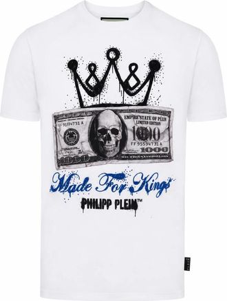 Philipp Plein T-shirt Ronde Hals Korte Mouw - Heren - T-shirts - Wit - 4XL - Tops