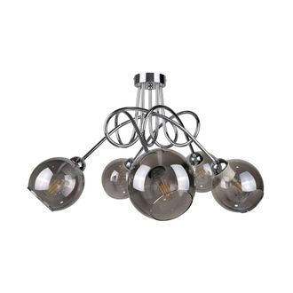 Netlighting Ring Multi Arm Semi Flush Ceiling Light Silver 70cm 5x E27