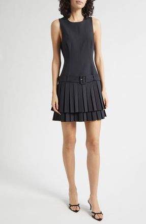 Cinq &agrave; Sept Reena Pleat Detail Sleeveless Dress in Black at Nordstrom, Size 6