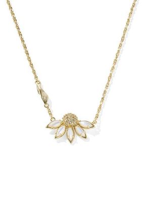 Kendra Scott Anya Pav&eacute; Flower Pendant in Gold Ivory Mix at Nordstrom