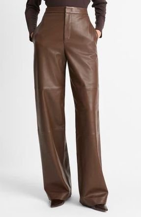 Vince Leather Wide Leg Utility Pants in Walnut at Nordstrom Rack, Size 00