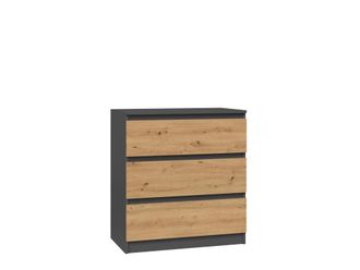 OEM C&oacute;moda Moderna Con 3 Cajones, Antracita/roble Artesanal - Grande Y Espaciosa, Ideal Para La Sala De Estar, El Dormitorio O La Habitaci&oacute;n Infantil