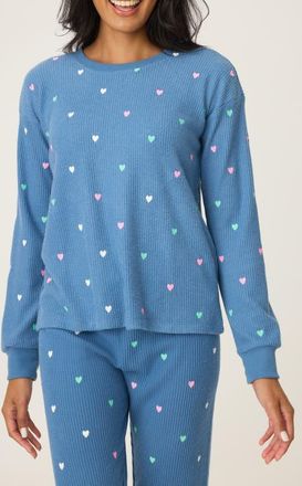 PJ Salvage Love Club Thermal Pajama Top in Blue Horizon at Nordstrom, Size X-Small