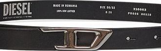 Diesel Womens Belt B-D-Logo Black Leather Wool