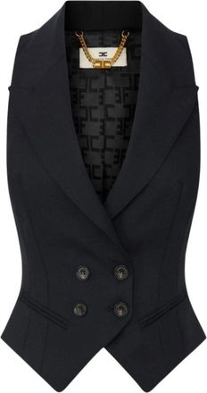 Elisabetta Franchi Wol Gilet met Dubbele Rij Knopen - Dames - Bodywarmers - Zwart - M - Wol - Jassen