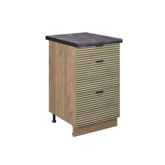 Vicco Mueble Bajo De Cocina Fame-line, Panel De Roble, 50 Cm, Et Antracita