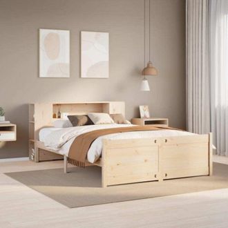 vidaXL Cama Con Estanter&iacute;a Sin Colch&oacute;n Madera Maciza De Pino 140x190cm Vidaxl