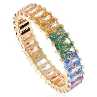 Swarovski Baguette Cut, Multicolored, Gold,Tone Matrix Ring, Size 58 (US 8)
